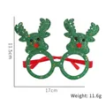 Glittery green Christmas reindeer antler glasses frames for holiday party photo props - Green Small Deer