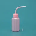 250ml pink plastic squeeze wash bottle with curved nozzle and scale for plant watering - 150ml (with Stopper) / Pink