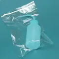 250ml light blue plastic squeeze wash bottle with curved nozzle in clear bag - 150ml (Individually Wrapped) / Blue
