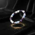 Elegante pulsera de cristal natural con cuentas púrpuras y azules sobre seda negra - Estilo Cristal Strass Púrpura Azul Blanco (ZJ17125)