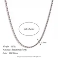 Collier chaîne box en acier inoxydable 2,2 mm, finition argent 18K, 60+5 cm - Collier (60CM+5CM) / Acier