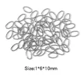 High quality silver stainless steel oval jump rings for jewelry making, size 1x6x10mm - Silver (HP0039S06)