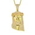 Luxe hiphop vergulde Jezus hoofd hanger ketting met micro pave cubic zirconia stenen - Stijl 1 / 60cm Twist Ketting / Goud
