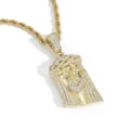 Collana con ciondolo testa di Gesù ghiacciata in oro con zirconi micro-pave - modello 3 / Catena a Torciglione 60cm / Oro