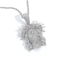 Collana con ciondolo testa di Gesù in argento con zirconi micro per stile hip-hop - modello 2 / Catena a Torciglione 60cm / Argento