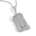 Collana con pendente Gesù scintillante con micro-pavé di zirconi in finitura argento - Modello 6 / Catena a Torciglione 60cm / Argento