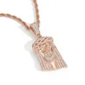 Collana con pendente testa di Gesù hip hop iced out in oro rosa con micro zirconi - modello 3 / Catena a Torciglione 60cm / Oro rosa