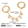 Bague en acier inoxydable dorée avec chaîne et pendentifs en cristal - Style Pendentif Relié au Doigt (JDR0311126-7)