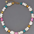 Handmade colorful beaded shell necklace featuring irregular stones for beach vacation style. - One Size / Irregular Shell and Artificial Pearl Style Necklace