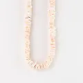 Handmade irregular shell beaded necklace in soft pink beach style - Crushed Stone Shell Choker / 38+5cm / Light Pink and White