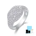 Luxury S925 sterling silver hip hop ring with pave moissanite stones and GRA certificate - US Size 5 / Moissanite Hip Hop Ring (R15308) with GRA Certificate & Gift Box