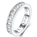 Hip hop style S925 sterling silver eternity ring set with sparkling moissanite stones - US Size 5 / 3.0mm Moissanite Eternity Ring (R13629)