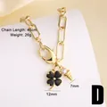 Elegante goldene Kette mit schwarzem Kleeblatt-Anhänger und feinen Perlendetails - Lila Kleeblatt + Perlen-Seestern-Anhänger / Lila