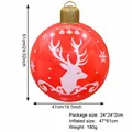 Large red inflatable Christmas ball with white reindeer design, 47x61cm festive decor - Deer Head Print Style / Red
