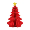 Decoración de árbol de Navidad de papel nido de abeja rojo con estrella dorada brillante - 25 cm 1 ud. rojo
