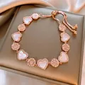 Elegantes Damenarmband in Roségold mit herzförmigen Muscheleinlagen und Zirkonia - Armband Nr. 5 – Roségold