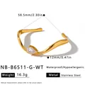 Wavy gold stainless steel bangle with teardrop cubic zirconia stone and dimensions - Wave Waterdrop Bangle (NB-B6511-G-WT) / 18K Gold / Gold-White Zirconia