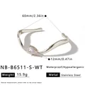 French style stainless steel wave cuff bracelet with pear-cut zircon stone, silver finish - Wave Waterdrop Bangle (NB-B6511-S-WT) / 18K Gold / Silver-White Zirconia
