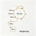 Catena per il dorso della mano in acciaio inossidabile placcato oro con perline - Stile Perline Grandi e Piccole (E2518)