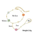 Catenina da mano in acciaio inossidabile dorato con vivaci fiori di perline colorate - Stile Cinque Fiori di Perline Colorate (E2268)