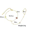 Elegante bracciale con anello in acciaio inossidabile dorato e fiori, peso 2,4 g - Stile Tricolore (E2285)