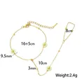 Catena da mano minimalista in acciaio placcato oro con delicati ciondoli a fiore - Stile Verde Chiaro (E2283)