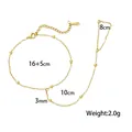 Bracciale a catena da mano minimalista in acciaio inossidabile dorato con accenti di perline - Stile Catena a Palline Tonde (E2281)