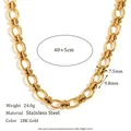 Dettaglio di un bracciale in acciaio inossidabile placcato oro 18K a maglie ovali. - N3134 Oro