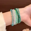 Juego de seis pulseras de cuentas hechas a mano en tonos verde vintage y azul océano en la muñeca - 12# Pulseras - Verde (set de 10)
