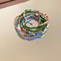 Juego de pulseras de cuentas de colores hechas a mano con diseño étnico para mujer - 9# Pulseras - Verde y marrón (set de 7)