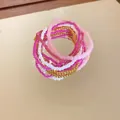 Set de 6 pulseras de cuentas bohemias con detalles en rosa, magenta y oro - 11# Pulseras - Rosa (set de 7)