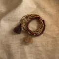 Juego de 6 pulseras bohemias con cuentas de madera irregulares y borlas decorativas - Pulseras n° 2 - marrón (set de 6 piezas)