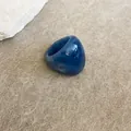 Anello geometrico grosso in resina blu con motivo marmorizzato bianco per donna - 18# Anelli - Blu