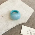 Chunky turquoise blue resin oval ring with minimalist geometric aesthetic design - 14# Sky Blue