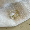 Minimalist chunky clear resin ring with gold foil flakes and geometric shape - 47# Gold Foil Transparent