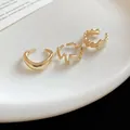 Set of 3 irregular geometric gold-tone open rings with high-end minimalist design - 11# Pleated Style