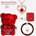 Elegant heart birthstone zircon necklace set in red bear rose gift box for women - Single Necklace / Bear Rose Gift Box / Red Zircon