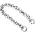 Detailansicht einer hochwertigen, dicken silbernen Metall-Taschenkette mit Rundkarabinern - 60CM / Silber