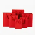 Juego de bolsas de regalo de papel mate rojo en seis tamaños con asas de cinta roja - 12cmx5.7cmx16cm (Vertical) / Rojo