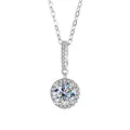Elegant S925 sterling silver necklace with 1 carat moissanite halo pendant - 1.0ct (925 Silver) / D Color Moissanite