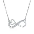 Elegant silver infinity and heart pendant necklace with pavé-set moissanite stones - Style D (Infinity and Heart) / Gold