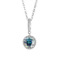 Elegant S925 sterling silver halo pendant necklace with 1 carat round moissanite stone - 1.0ct (925 Silver) / Colorful Blue Moissanite