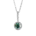 S925 sterling silver necklace with 1ct green moissanite pendant halo design - 1.0ct (925 Silver) / Emerald Green Moissanite