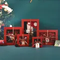 Rode kerstcadeaudozen met vensters en strikken voor feestelijke geschenkverpakking - Kerst Rood Strik Cadeaudoos / 12*12*10cm