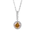 Collana con ciondolo in argento S925 moissanite champagne e design halo tondo - 1.0 Carato (Argento 925) / Moissanite Oro Champagne