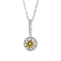 Pendaglio per collana in argento S925 con moissanite gialla e un design halo tondo - 1.0 Carato (Argento 925) / Moissanite Giallo Limone