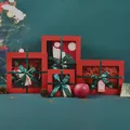Rode kerstcadeauverpakkingen met venster en groene Merry Christmas-linten - Kerst Groen Strik Cadeaudoos / 12*12*10cm