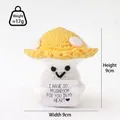 Handmade crochet yellow mushroom doll with positive quote card, 9cm height and width. - Big Head Yellow Mushroom
