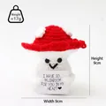 Handmade crochet red mushroom positive energy doll holding heart quote message card - Big Head Red Mushroom