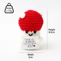 Positive energy hand-crocheted red mushroom doll holding a cute heart pun message card - Red Mushroom